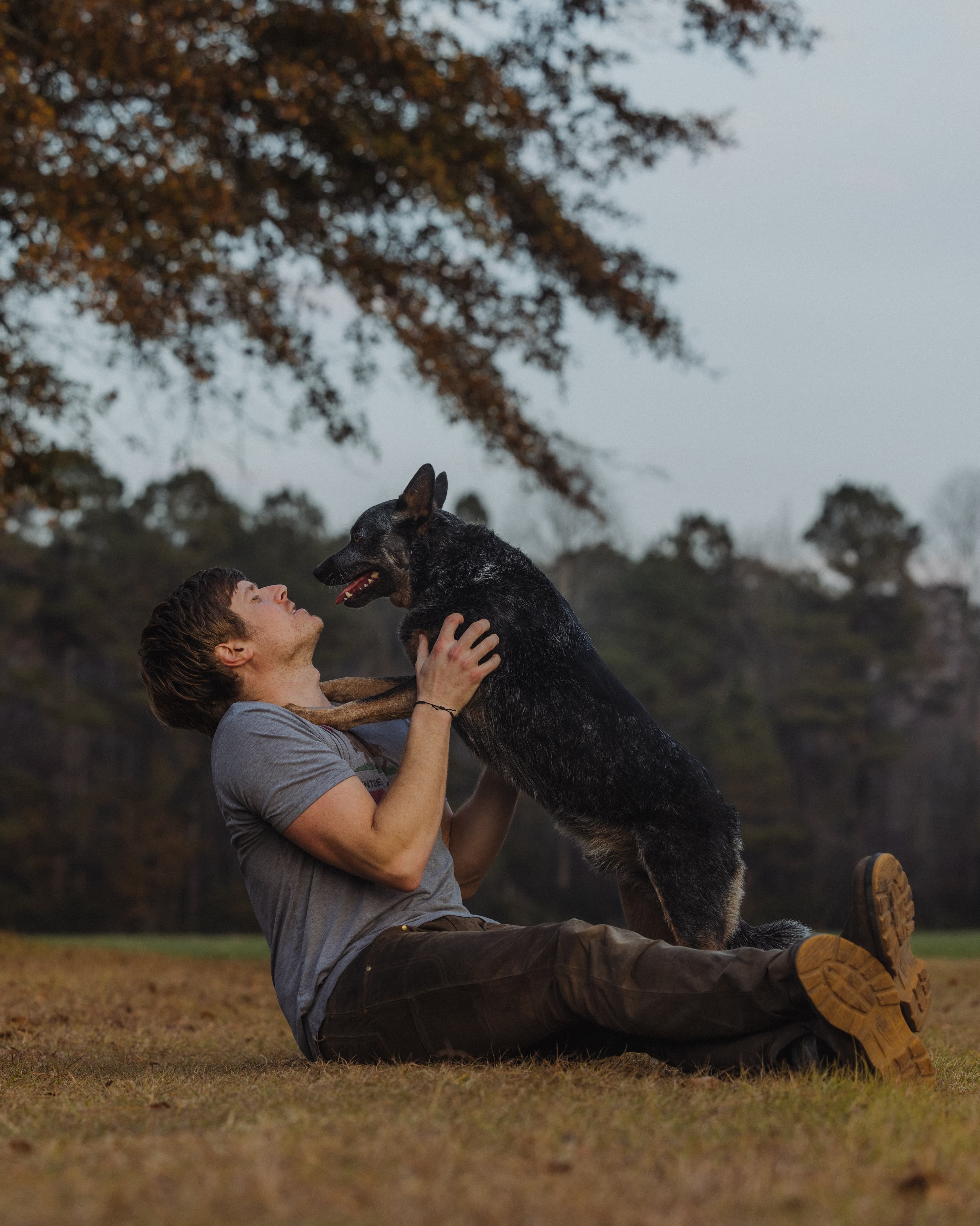 Johnson Small with his Australian Cattle Dogs, Dirt and Mud
